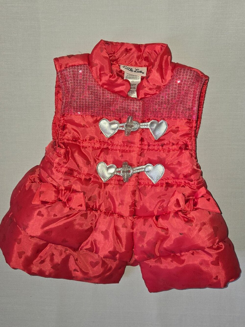 NWOT Little Lass Girls Red Heart Puffer Vest Toddler Valentine Jacket